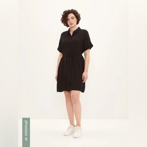 NWT Frank and Oak Short-Sleeved Stand Collar Dress, Black